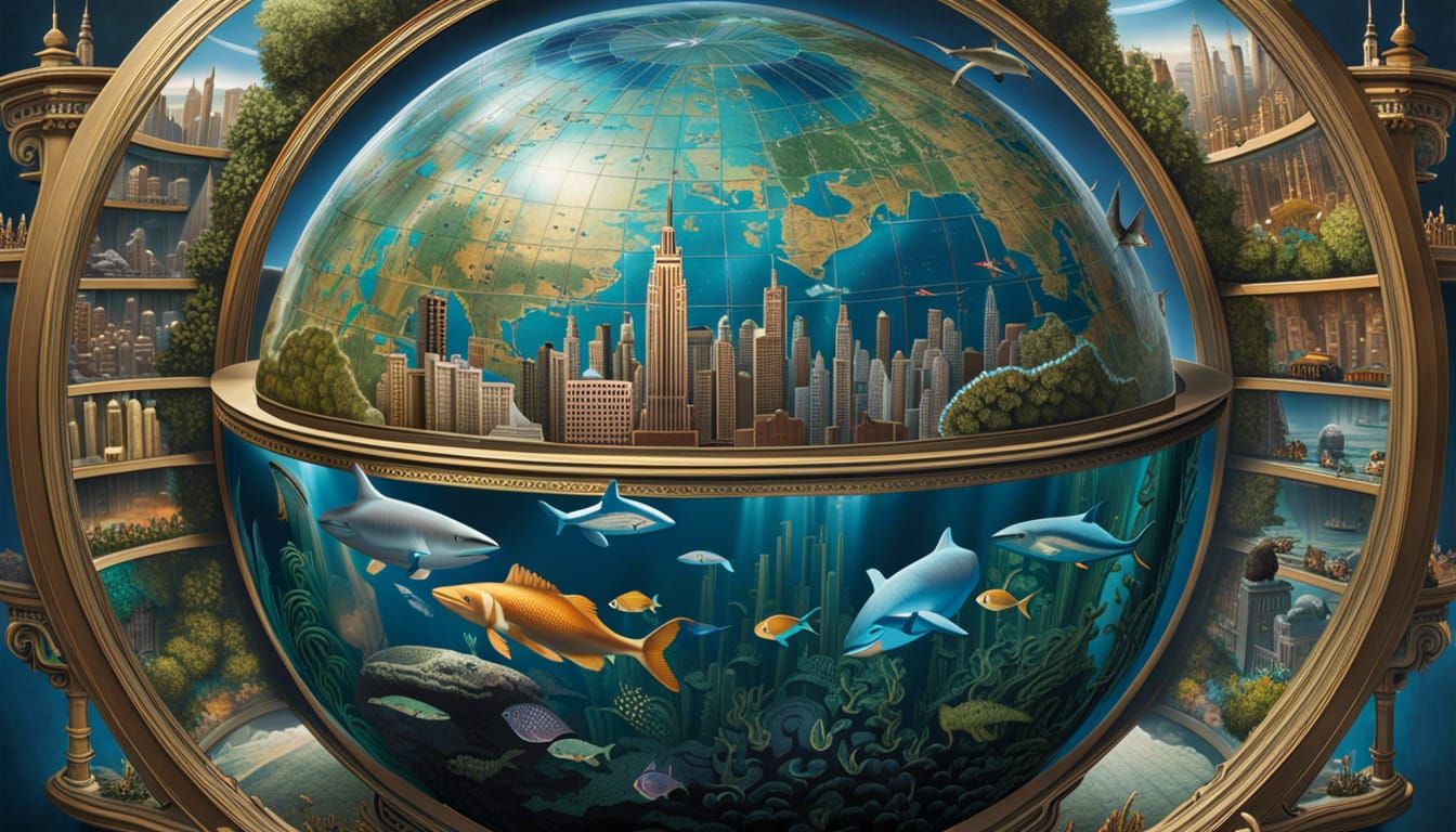 World Globe Aquarium in Photorealistic Style