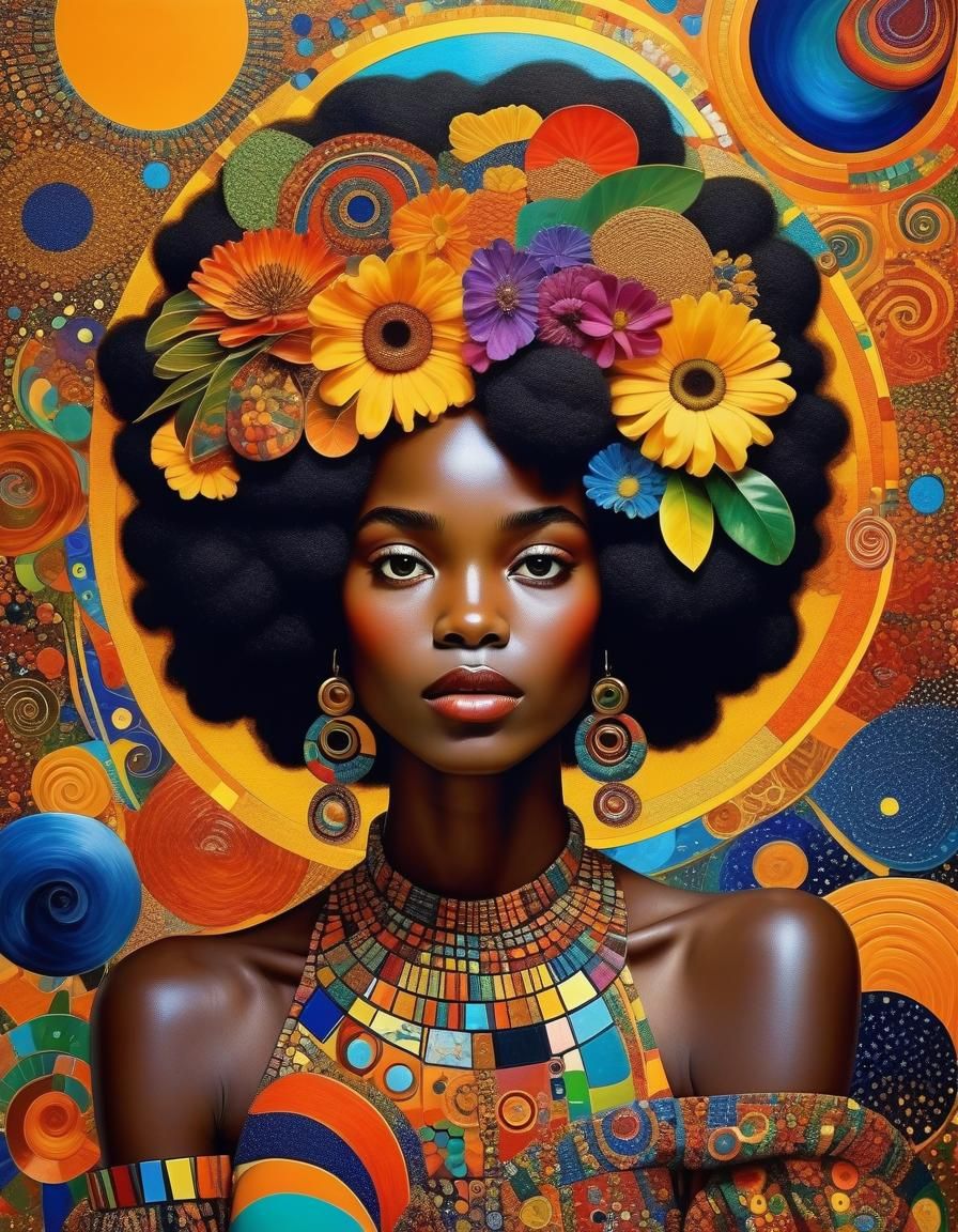 Mesmerizing Woman in Klimt-Inspired Surrealism