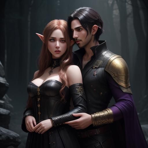 Vassilis male with midnight black shaggy hair and amber brow...