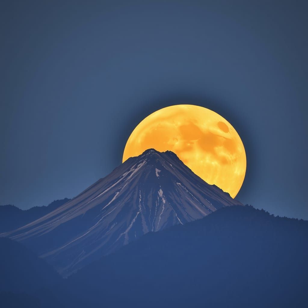 Volcano Under a Yellow Moon