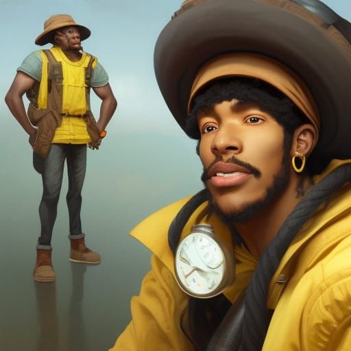 Detailed Portrait of Muscular Man in Overalls