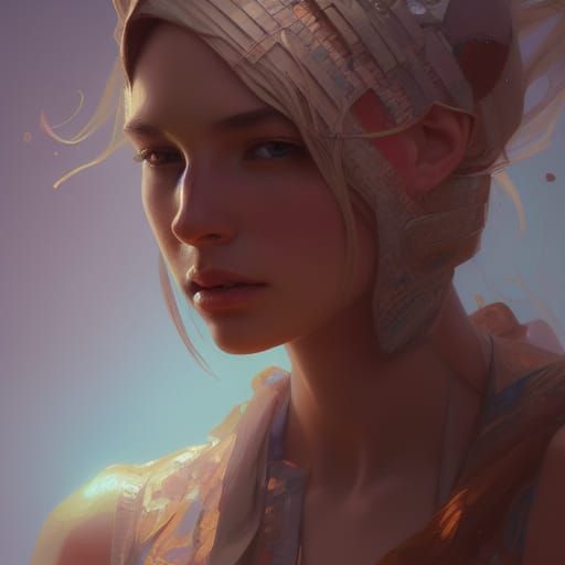 Nude Girl Portrait in Artgerm, Mucha Style