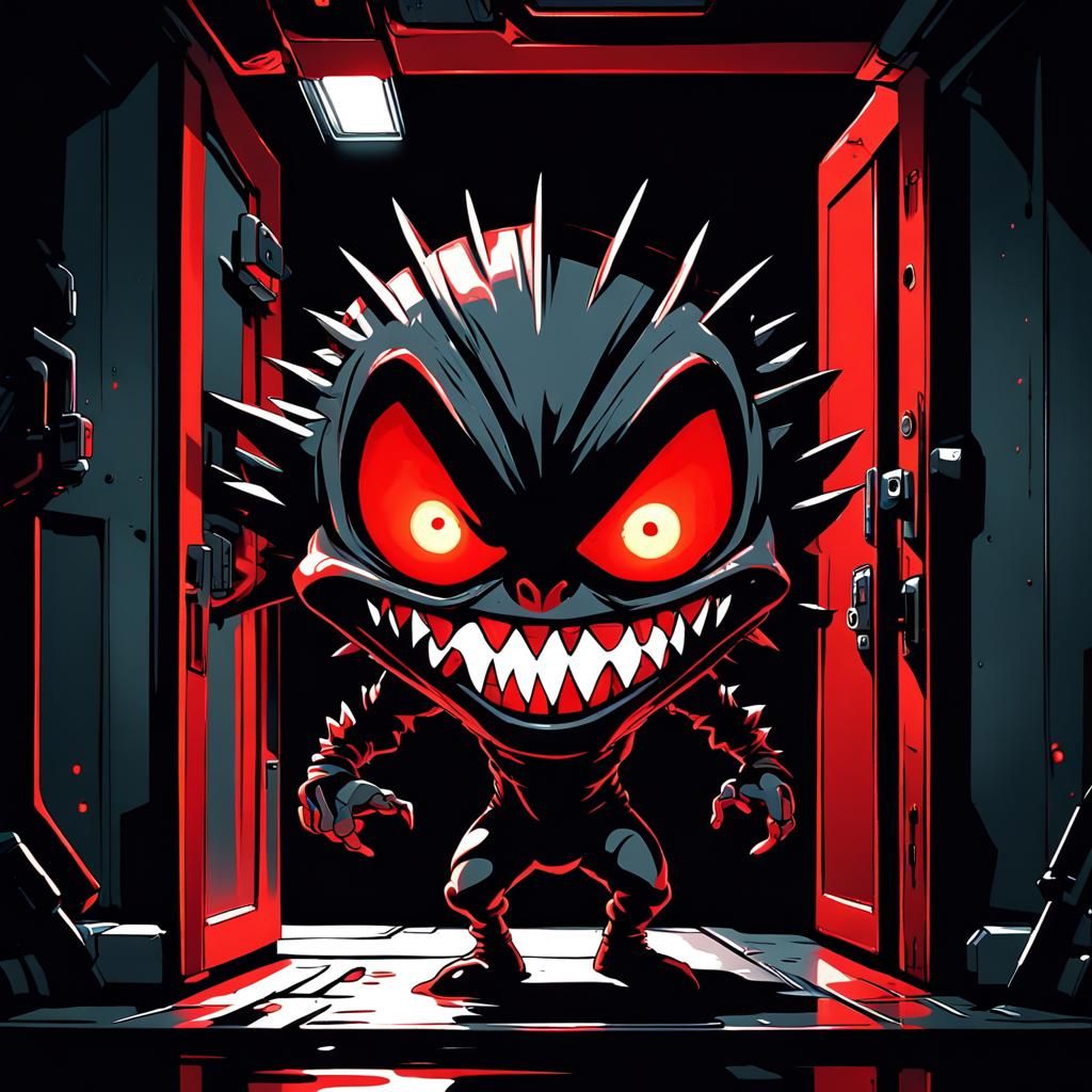 Anime Chibi Alien Peek in Spaceship