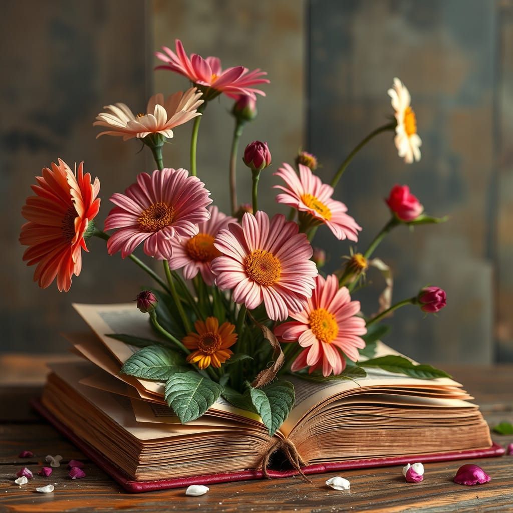 Flowers Blooming from a Book