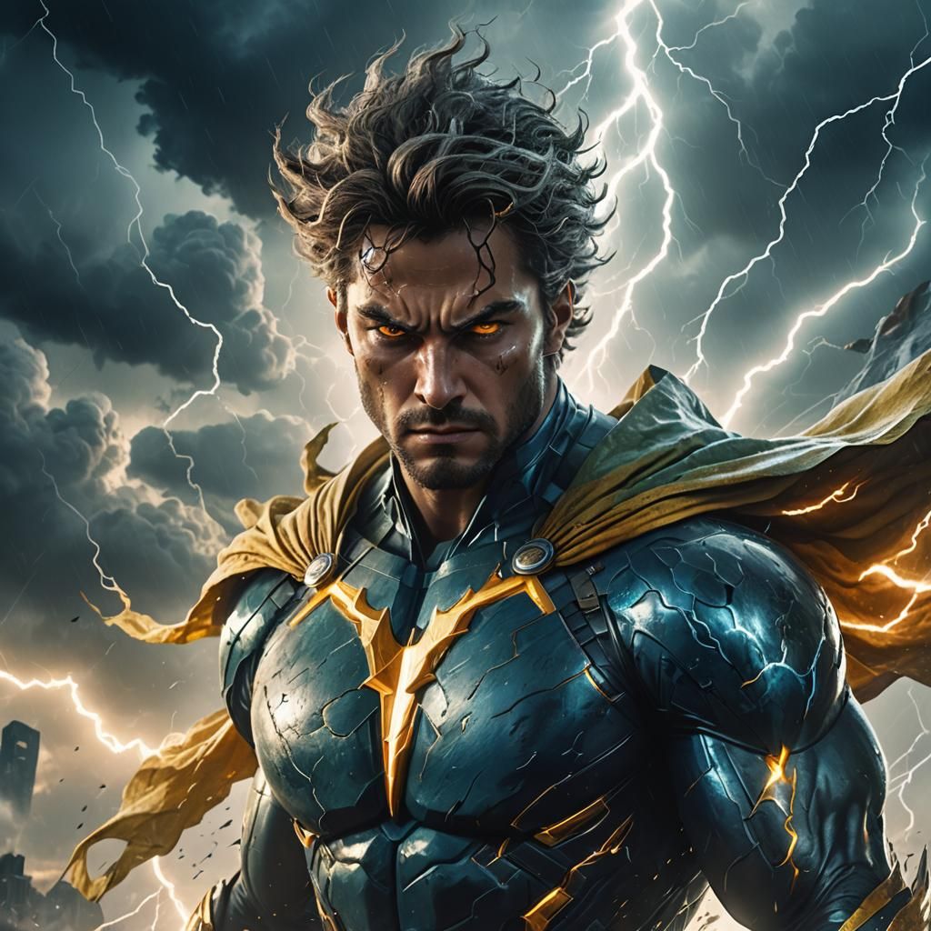 Air Superhero with Stormy Eyes: Digital Matte Painting