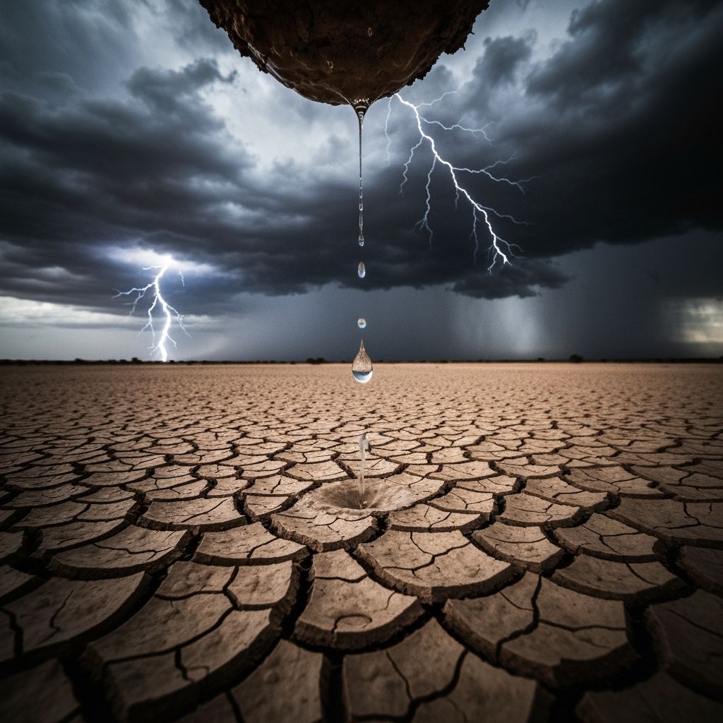 Dramatic Karoo Landscape with Storm and Lone Raindrop