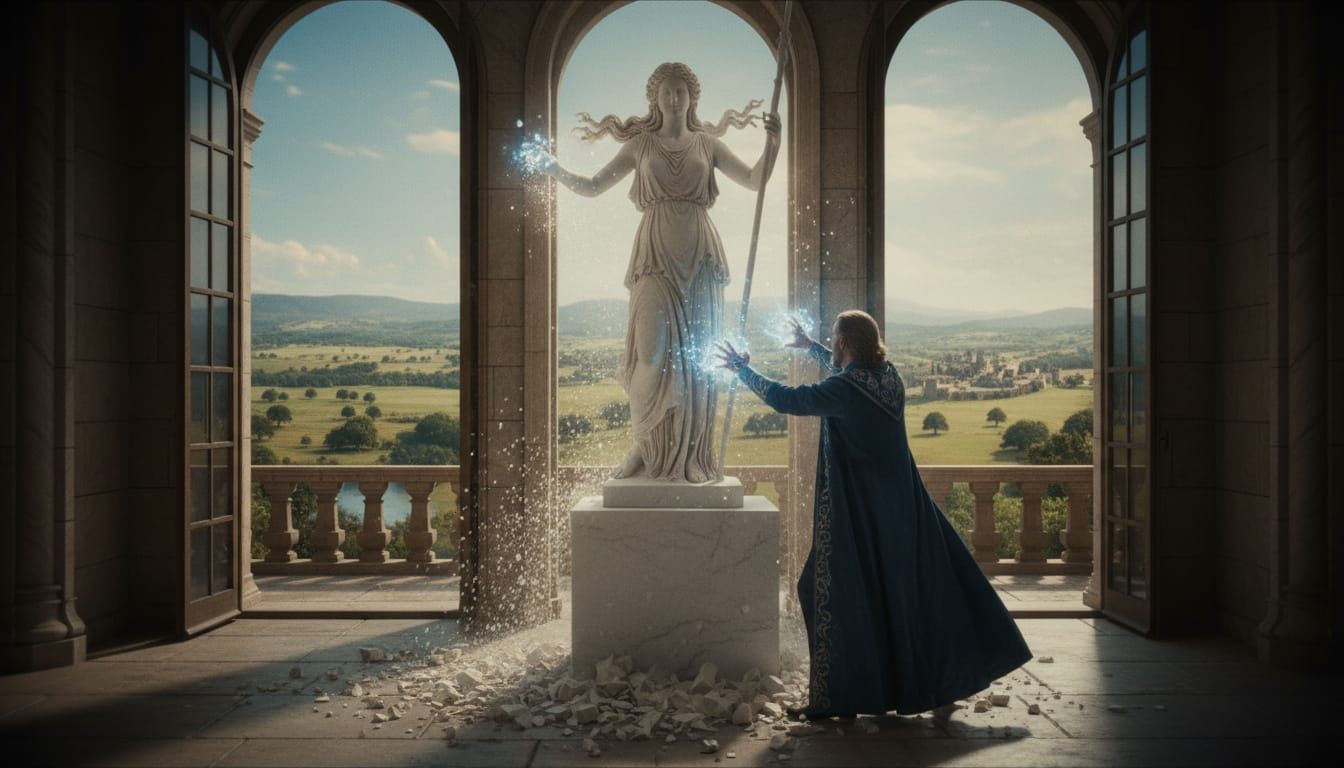 Magician Sculpts Greek Goddess Statue from Marble