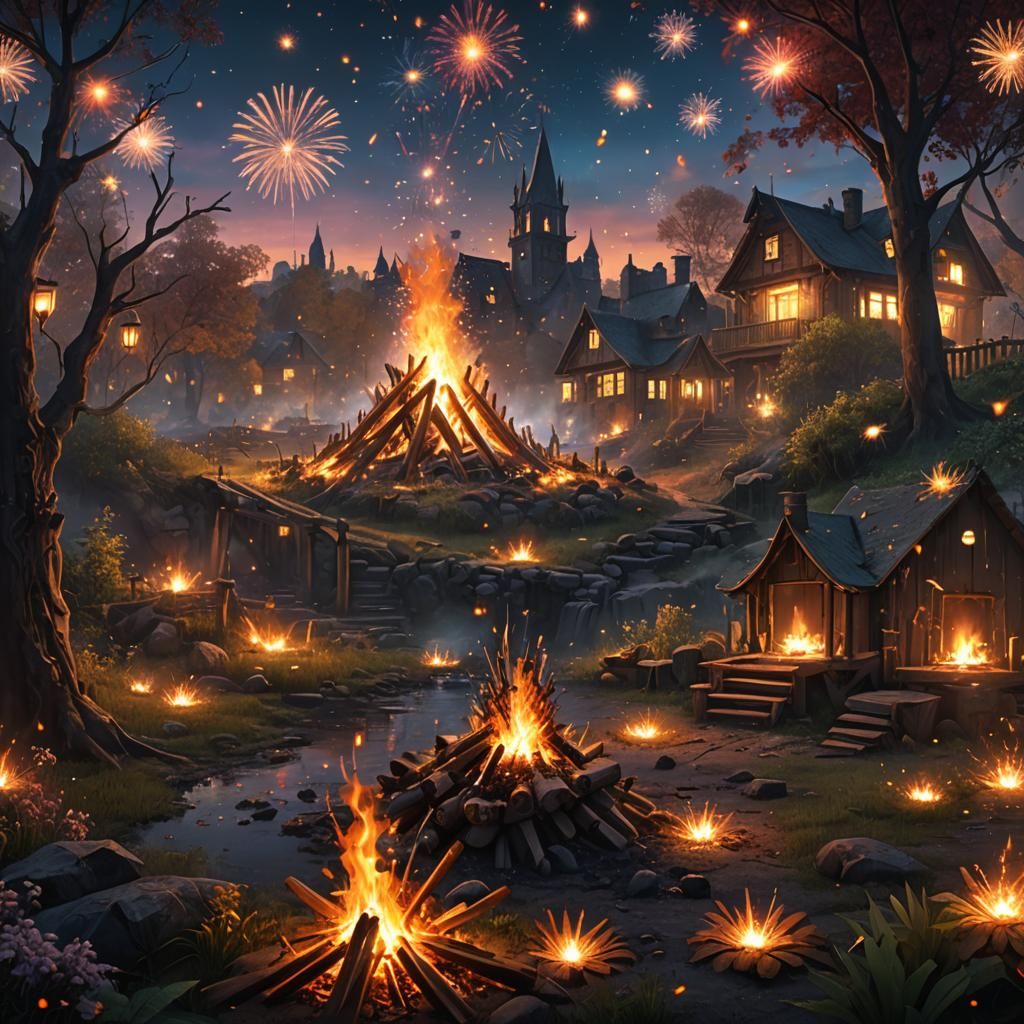 Bonfire Night: Fireworks and Fireflies in Digital Art