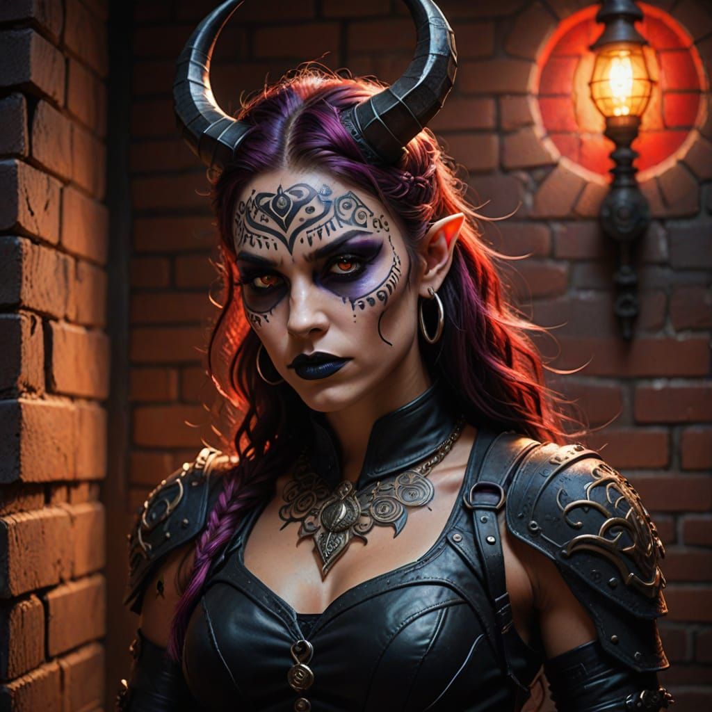 Goth Warrior Goddess in Dark Tactical Armor