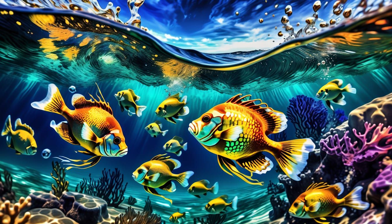 Pliffles Swimming in Ocean: Alcohol Ink Art