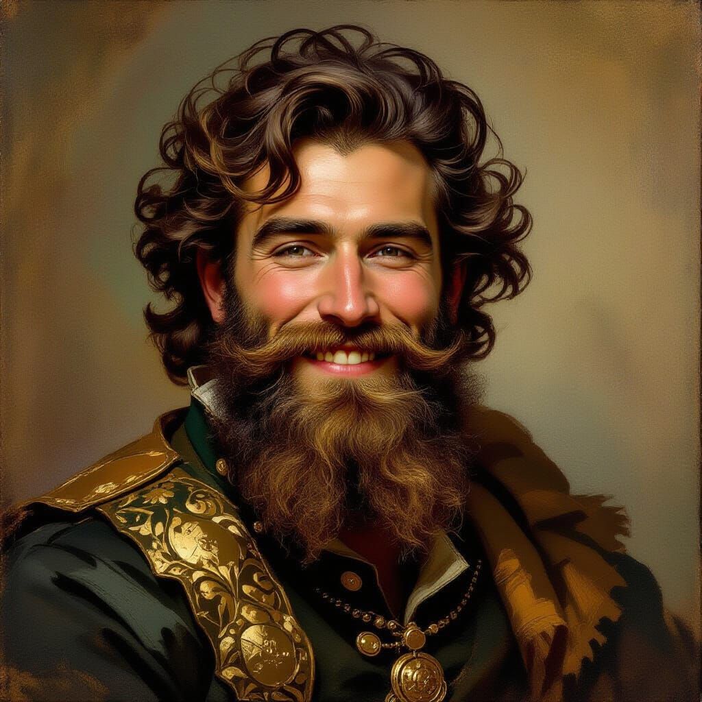 Green Man Portrait in Oil Painting Style