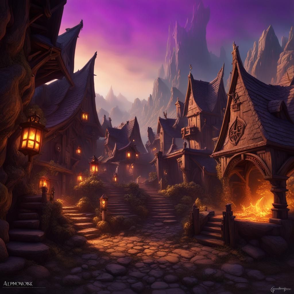 Dark Fantasy Corrupted Dwarven Village in 8K