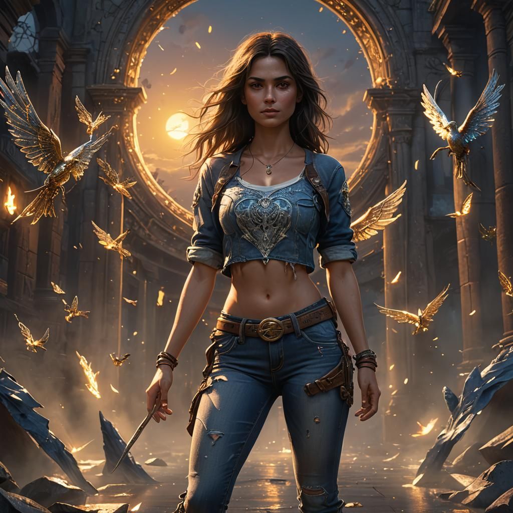 Dreamy Fairy Woman at Sunset: Dark Fantasy Art