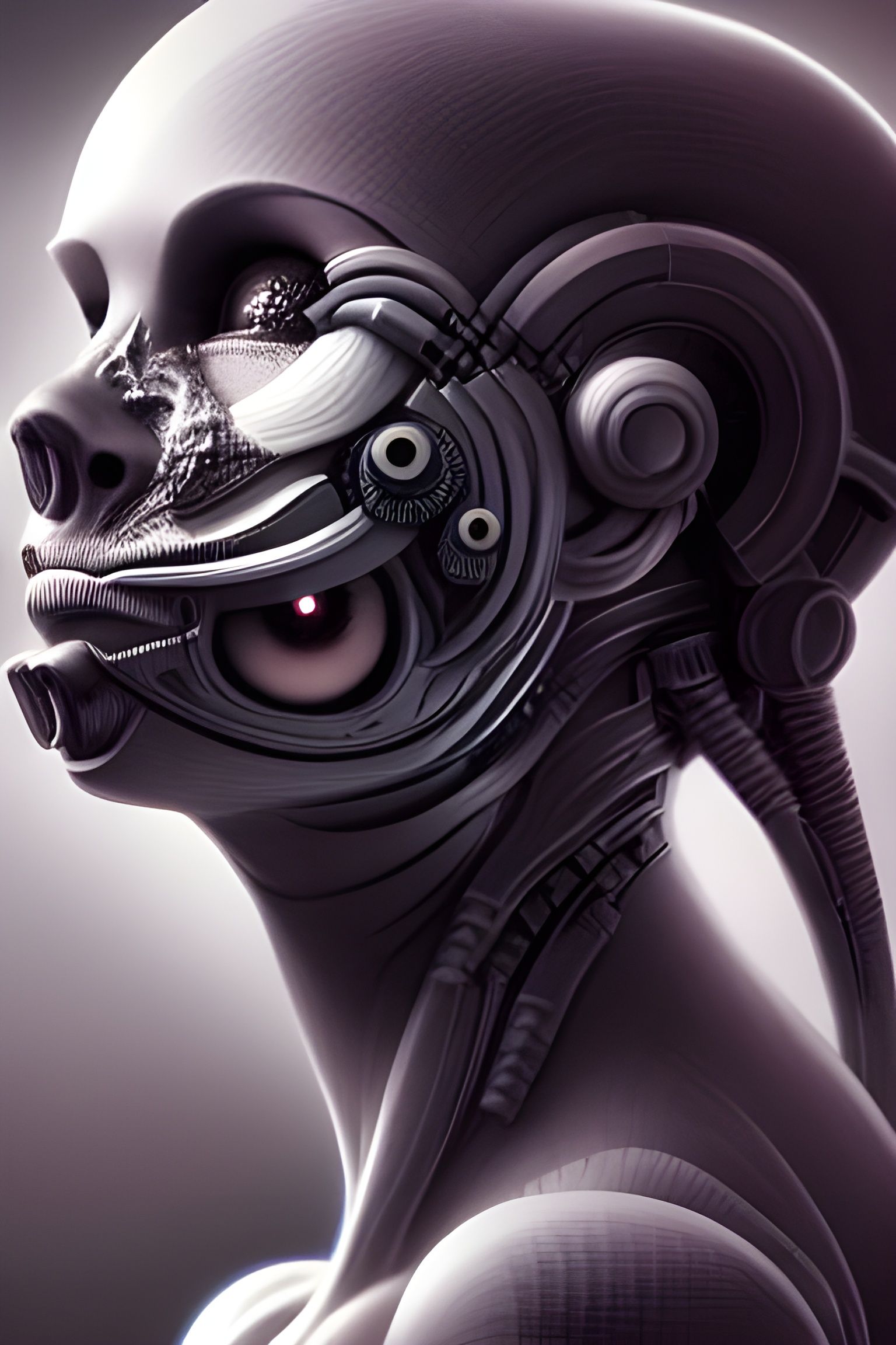 Sci-Fi Bionic Abomination Portrait in 3D