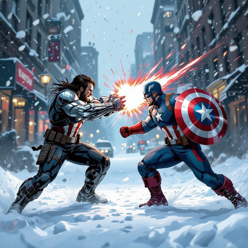 Winter Soldier Vs Captain America in City Battle