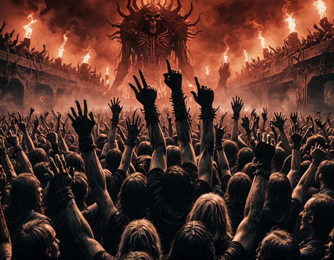 Intense Heavy Metal Crowd at Hellfest in Concert