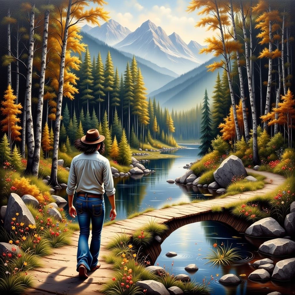 Jesse Collin Young in 1970s Embroidered Style Walking Along ...