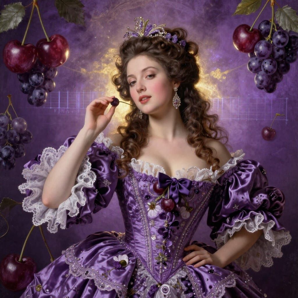 Opulent Baroque Opera Singer in Purple Haze