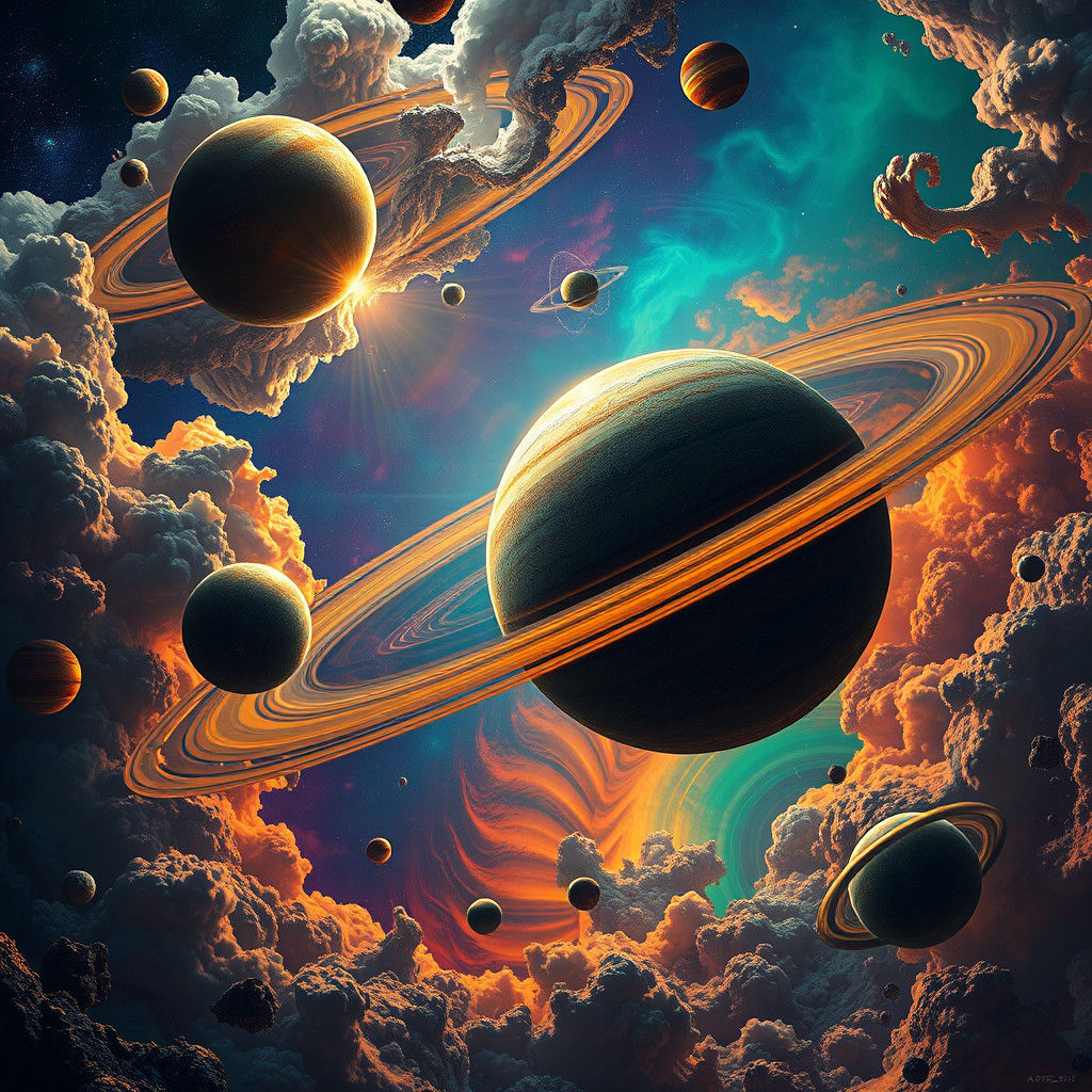 Fantastical Solar System Concept Art in Vibrant Colors