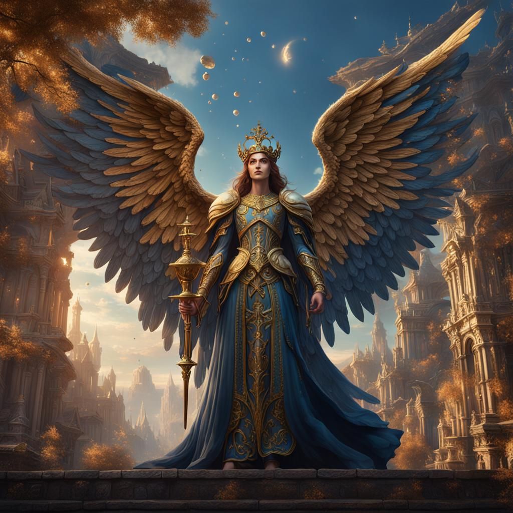 Detailed Matte Painting of a Royal Angel