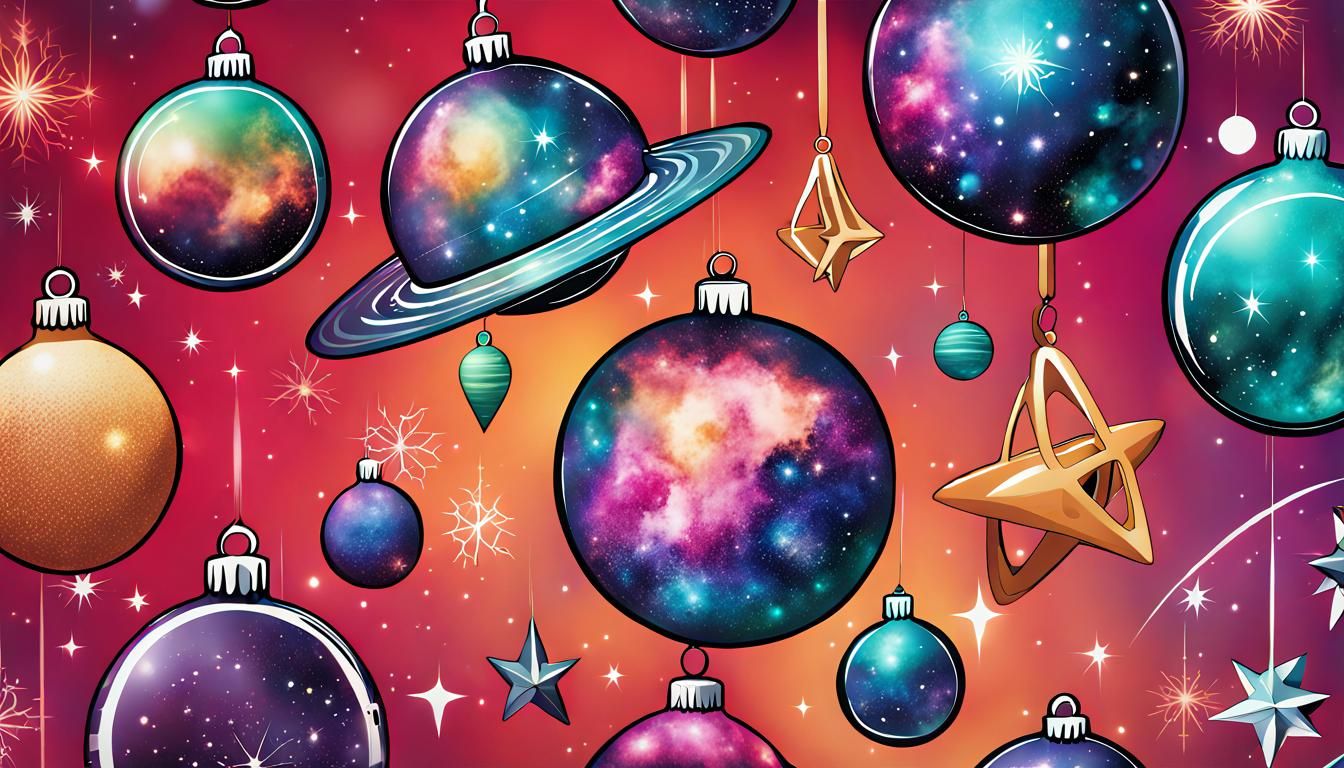 Glittering Galaxy Ornaments in Space