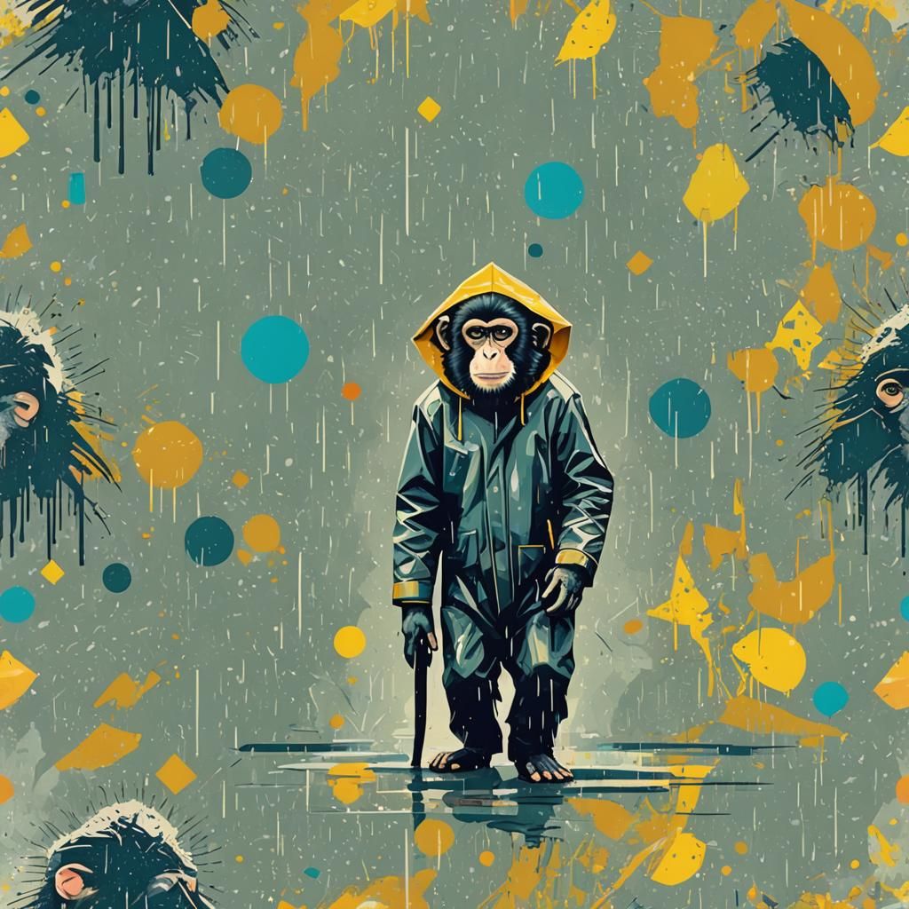 Monkey Seeks Raincoat: Pop Art Screen Print