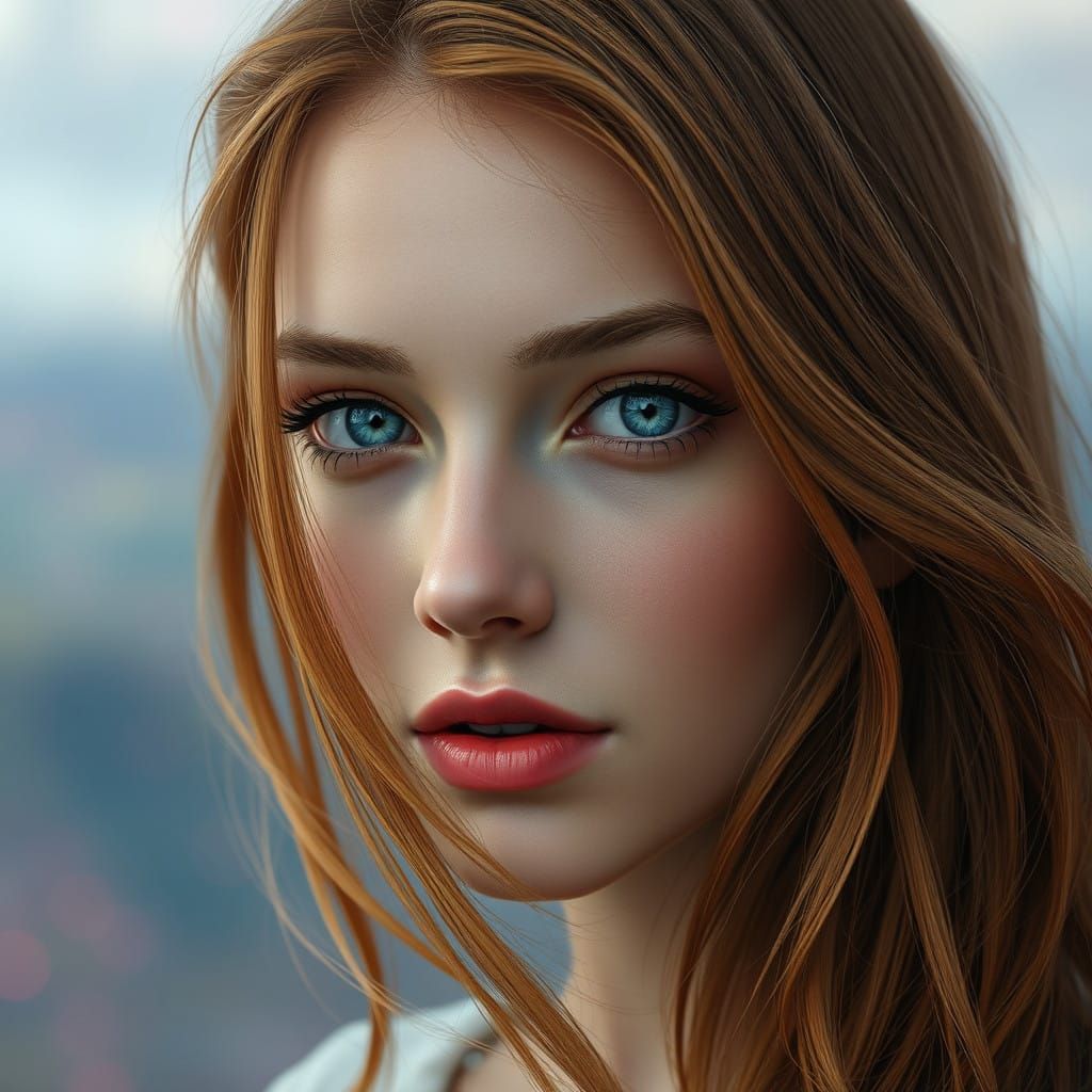Dreamlike Portrait of a Woman in Hyperrealistic Style