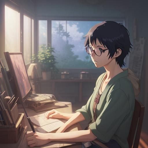 Eyeglasses in Studio Ghibli Anime Style