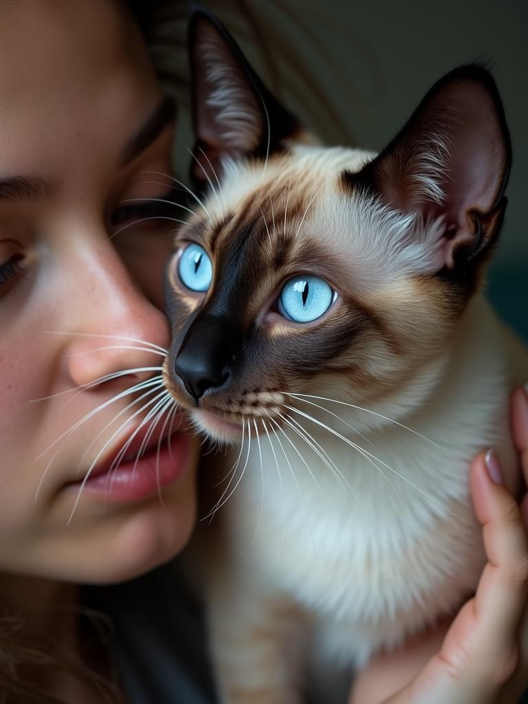 Siamese Cat Affection in High-Resolution Portrait