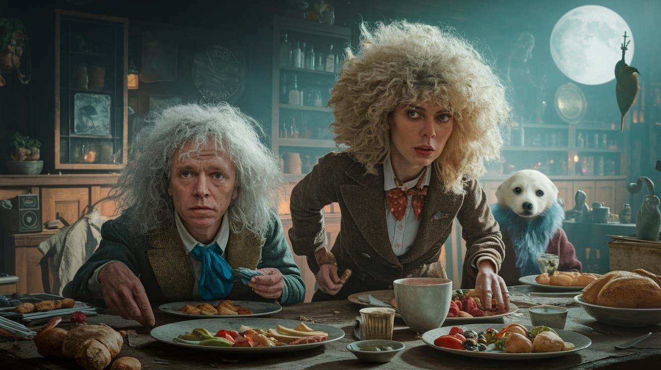 Surrealist Dreamscape with Hairy Mole Woman and Trained Seal...