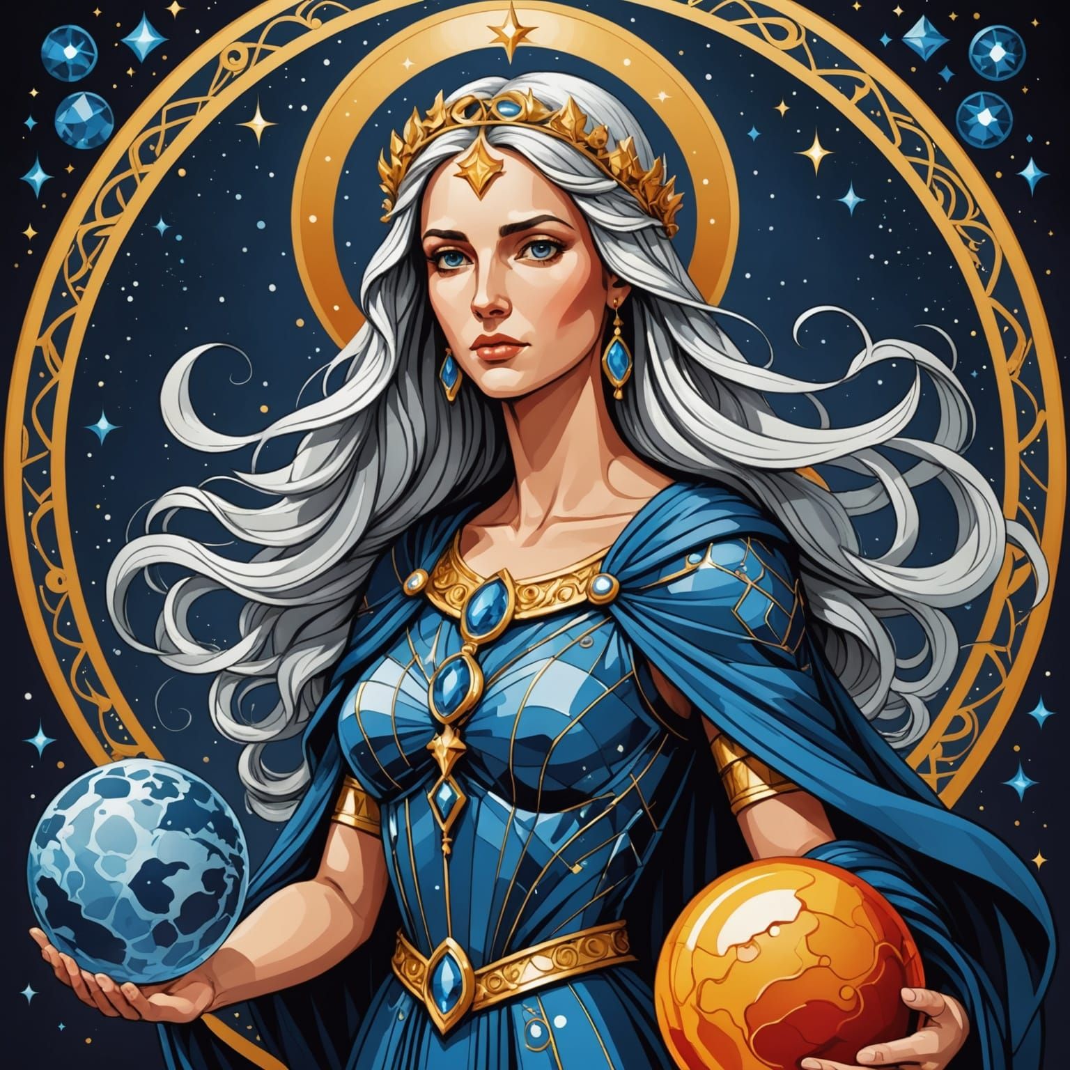 Virgo Zodiac Sign Made of Gemstones