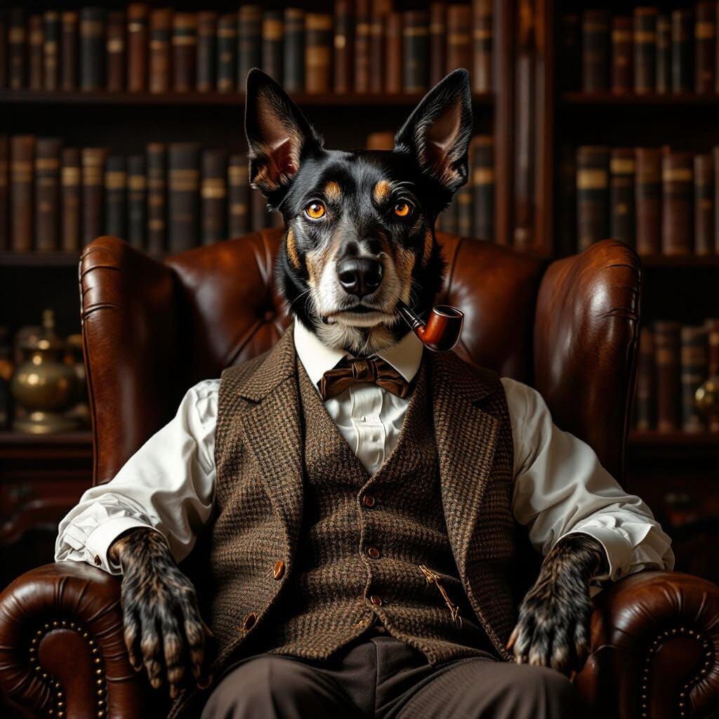 Photorealistic German Pinscher Gentleman in Atmospheric Stud...