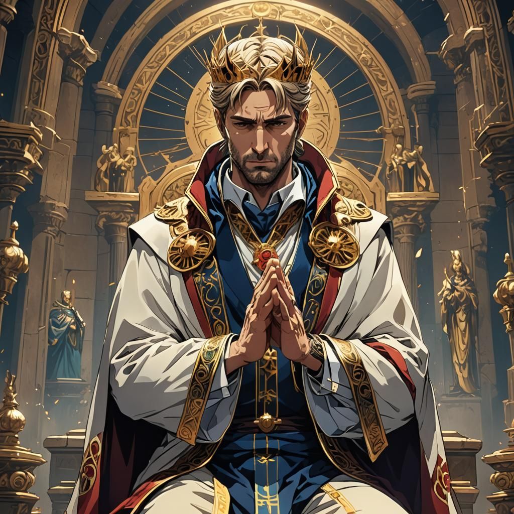 Constantine Praying: Cel-Shaded Anime Manga Scan