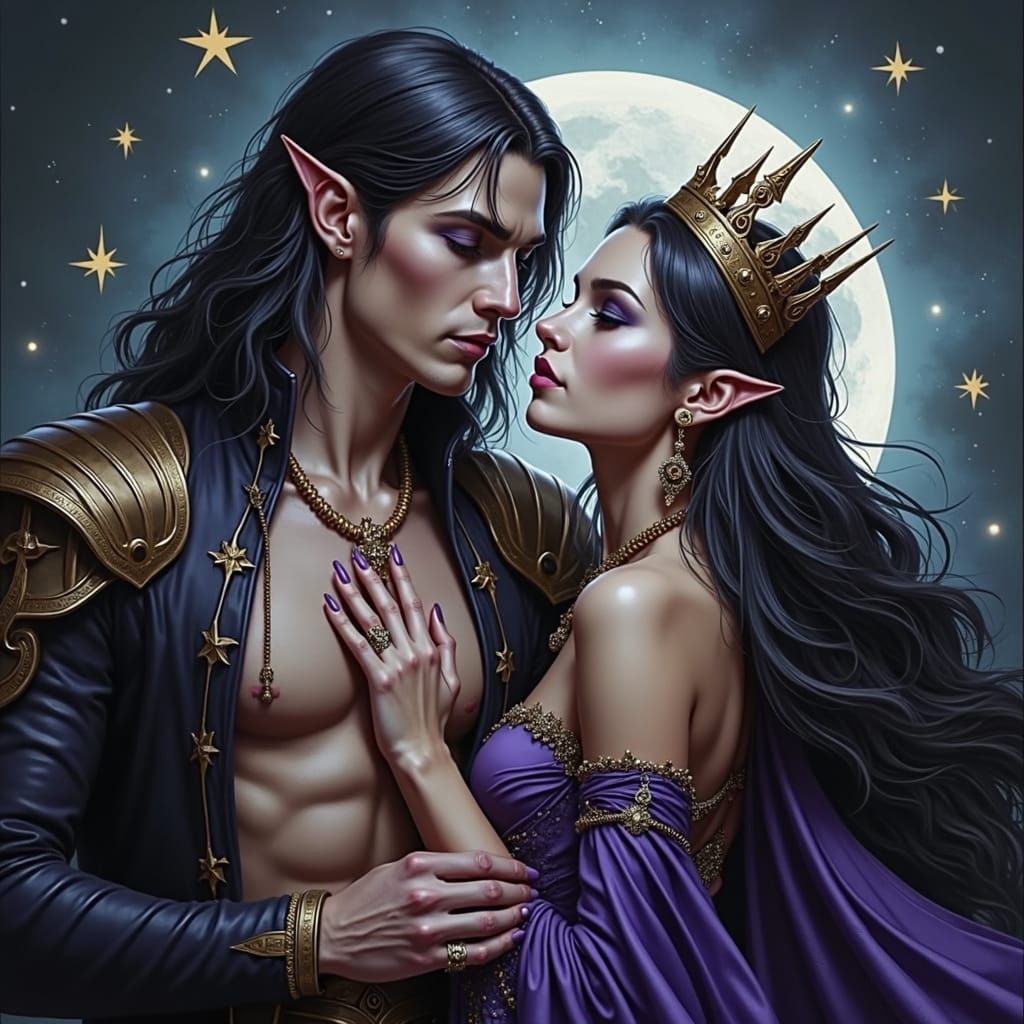 Elven Necromancer King and Queen with Flames