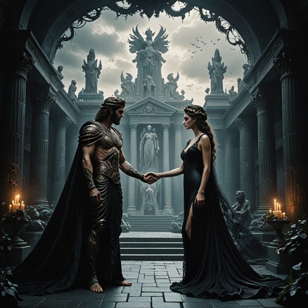 Gothic Wedding of Zeus and Hera in an Epic Olympus