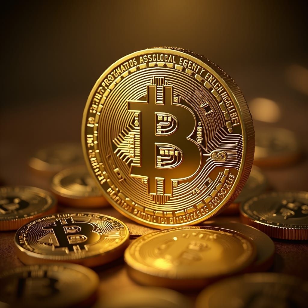 Glistening Gold Quantcoin in Cinematic Light