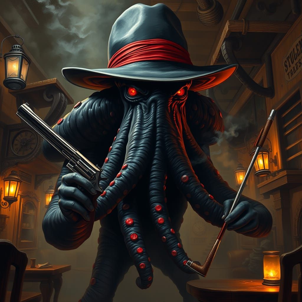 Cthulhu in Old West Saloon, Golf Club in Hand