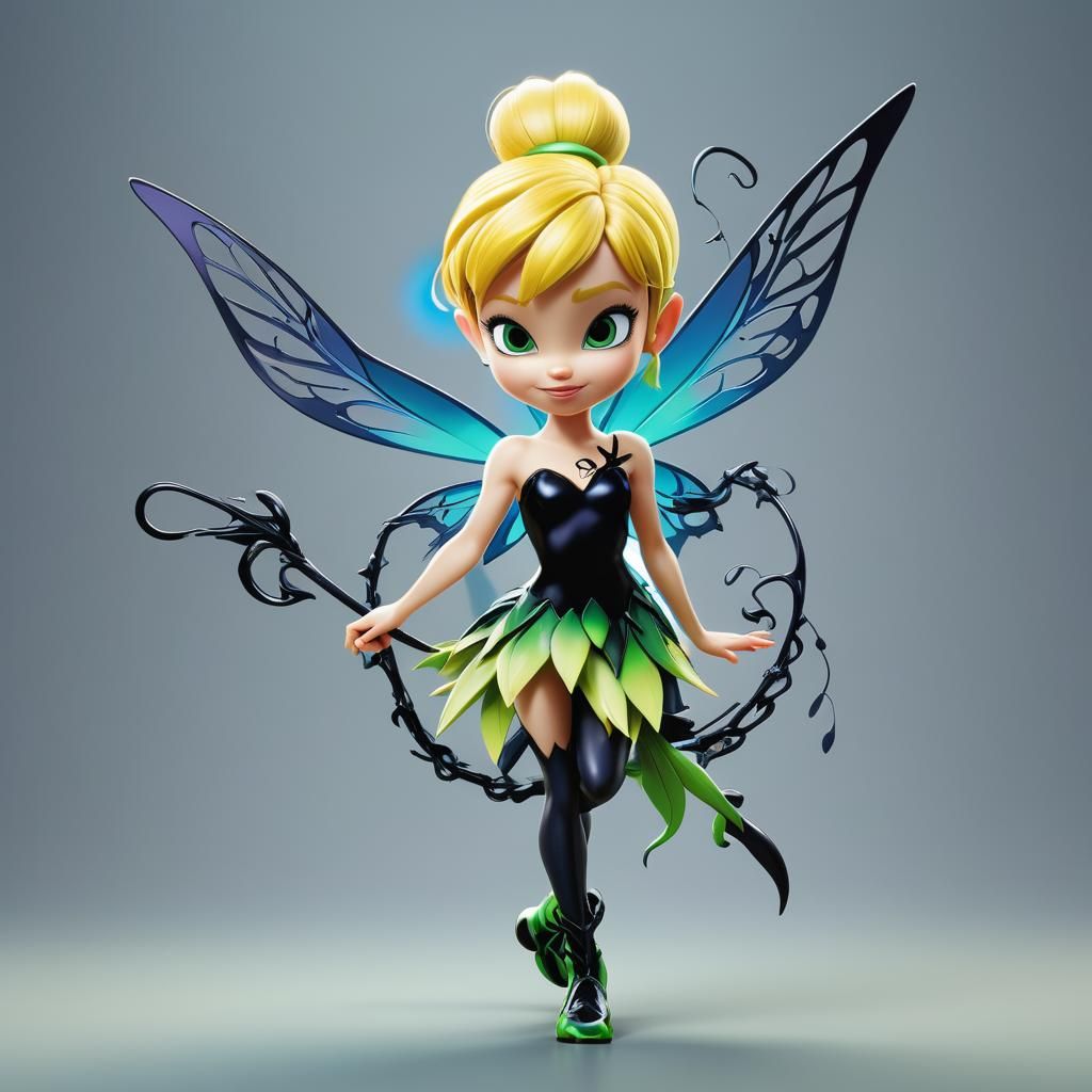 Chibi Tinkerbell Venom Symbiote in 3D Digital Art
