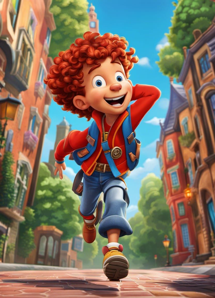 Adventurous Boy in 2D Cartoon Style