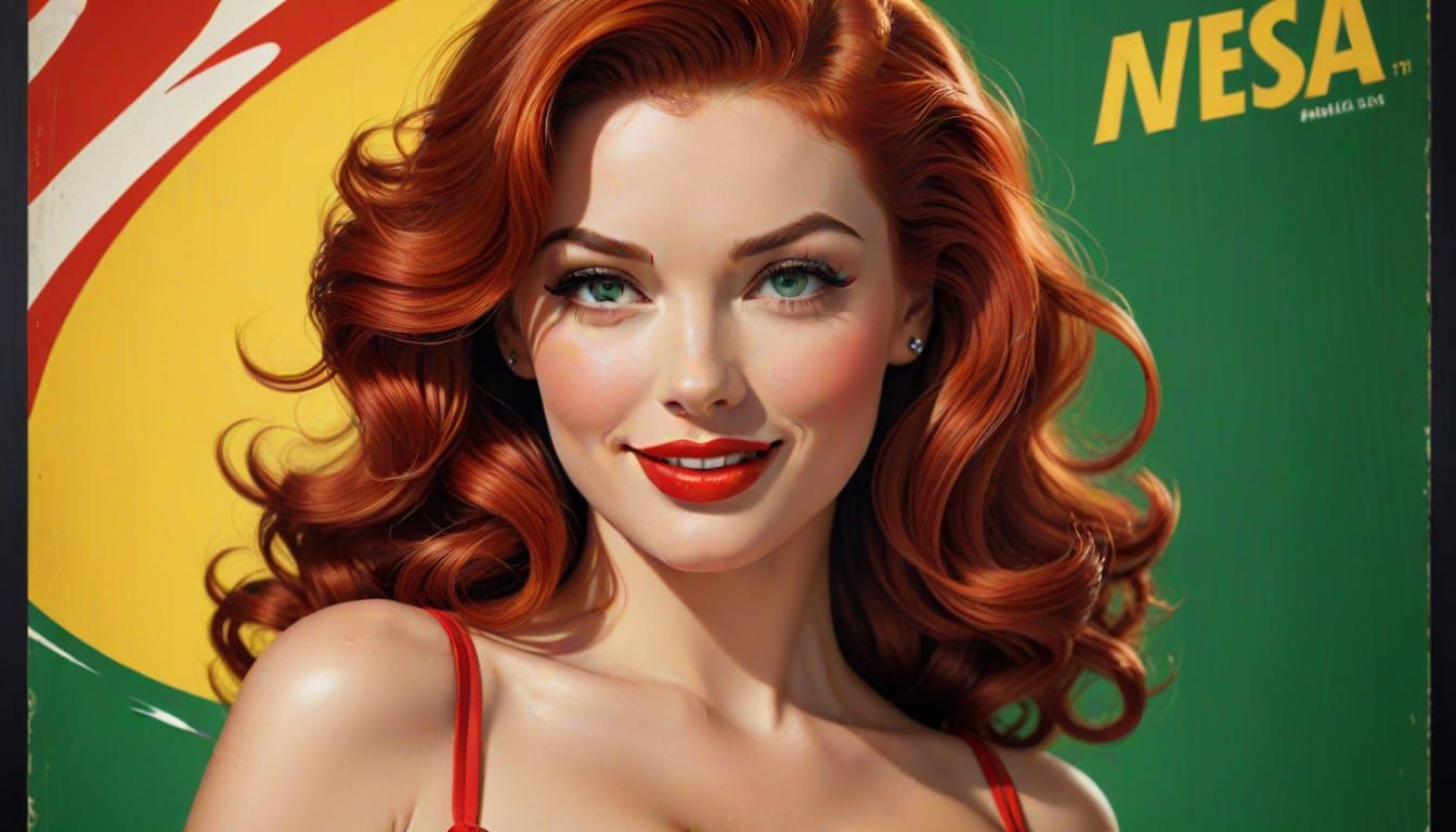 Stunning Redhead Portrait in Pin-Up Style