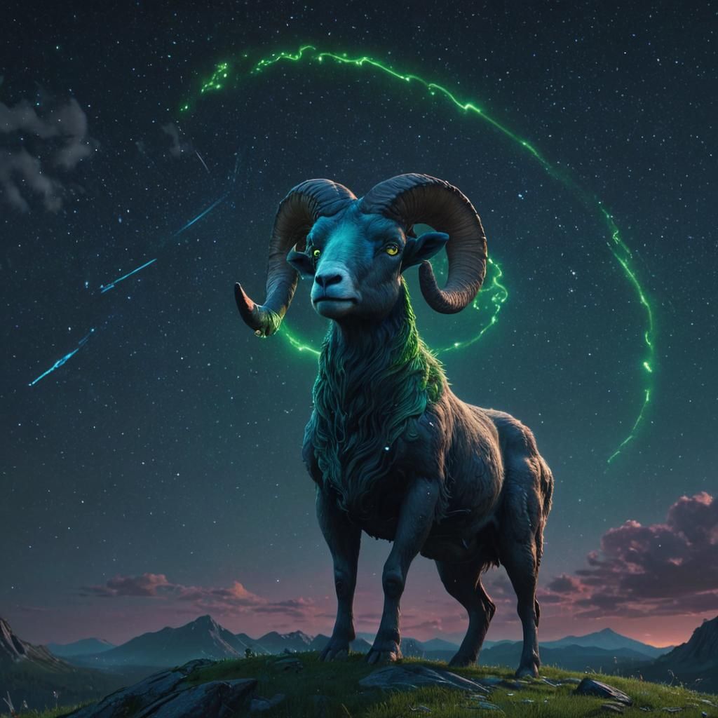 Aries Constellation in Sci-Fi Fantasy Style