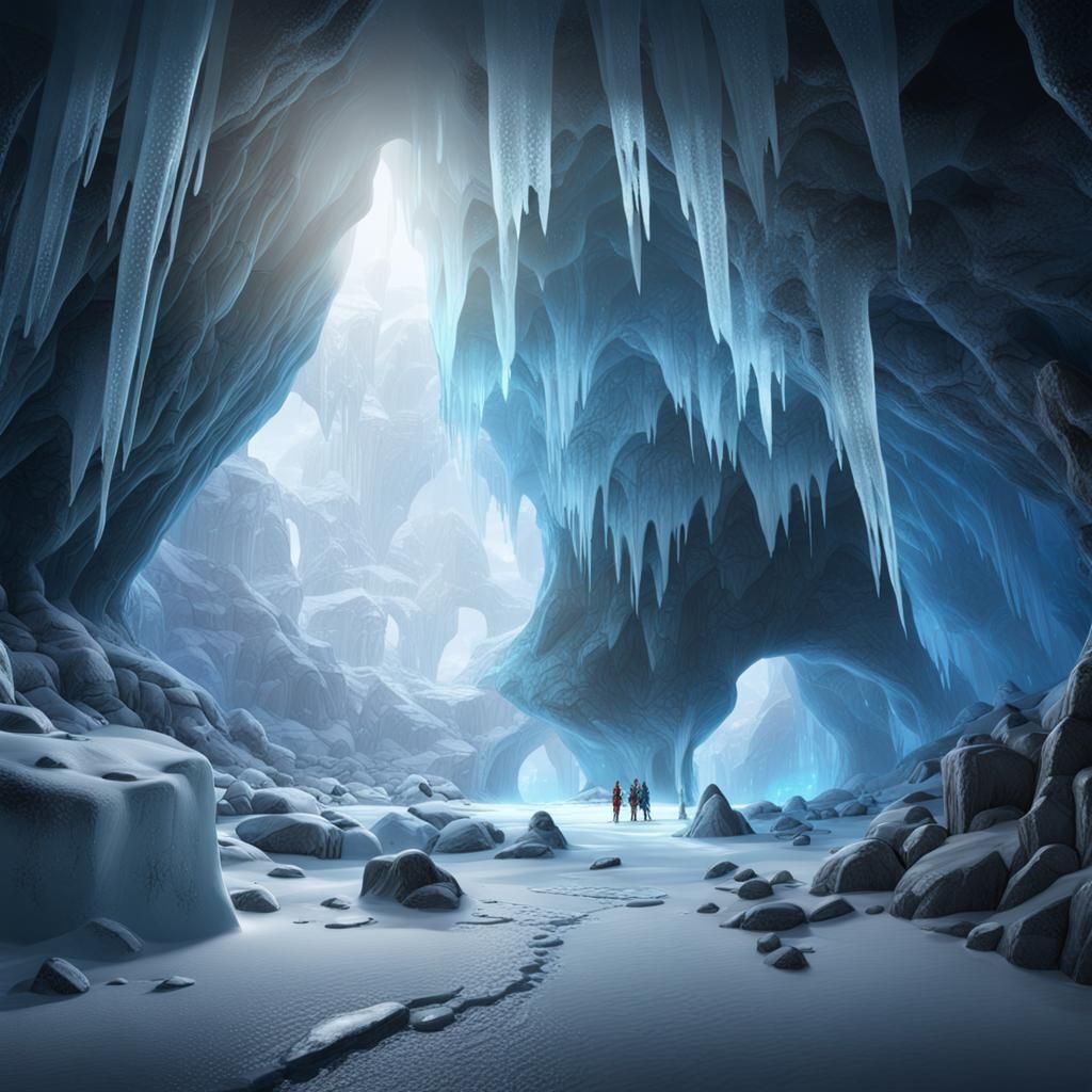 Detailed Ice Cave Interior: Fantasy Concept Art