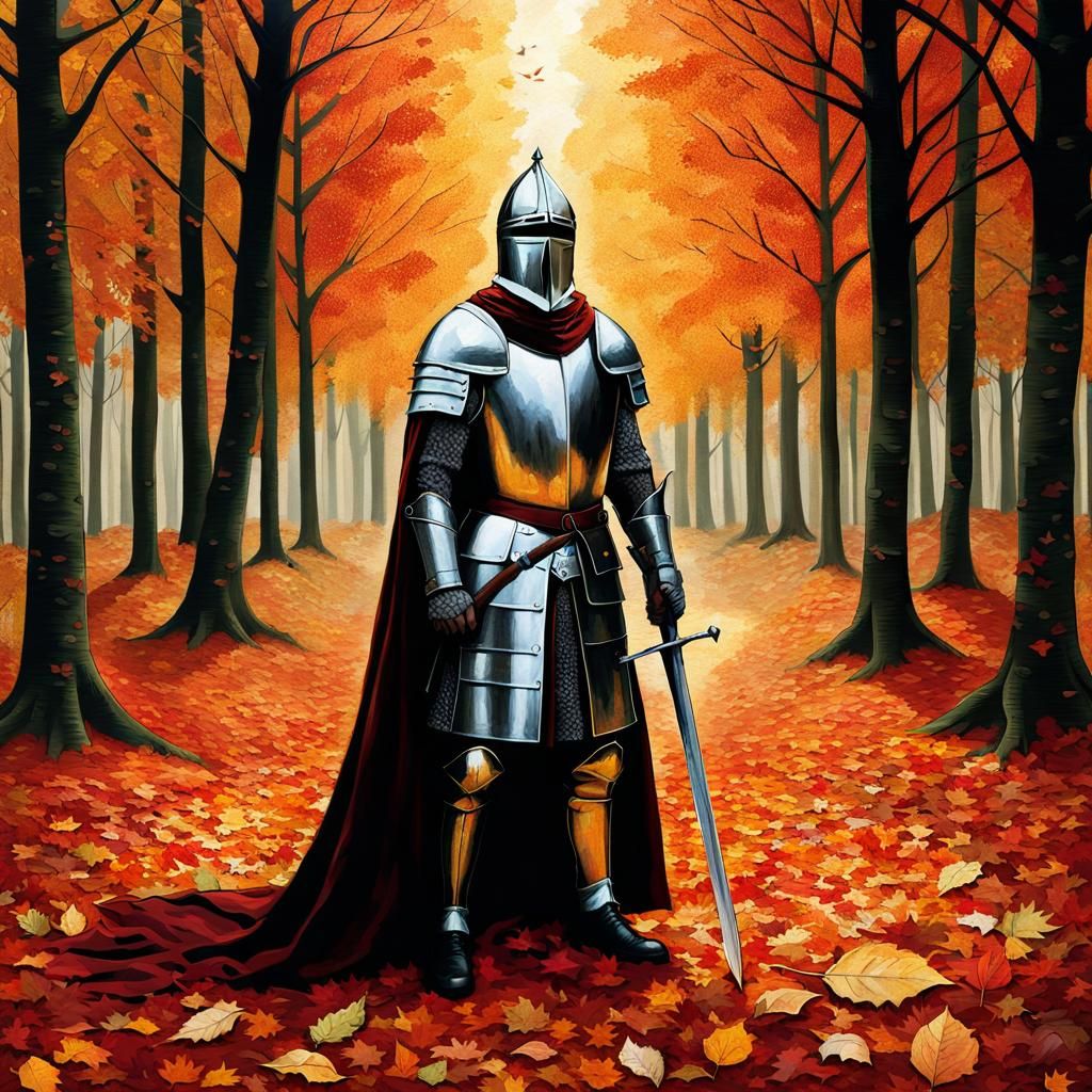 Varg Vikernes as Knight in Autumnal Forest