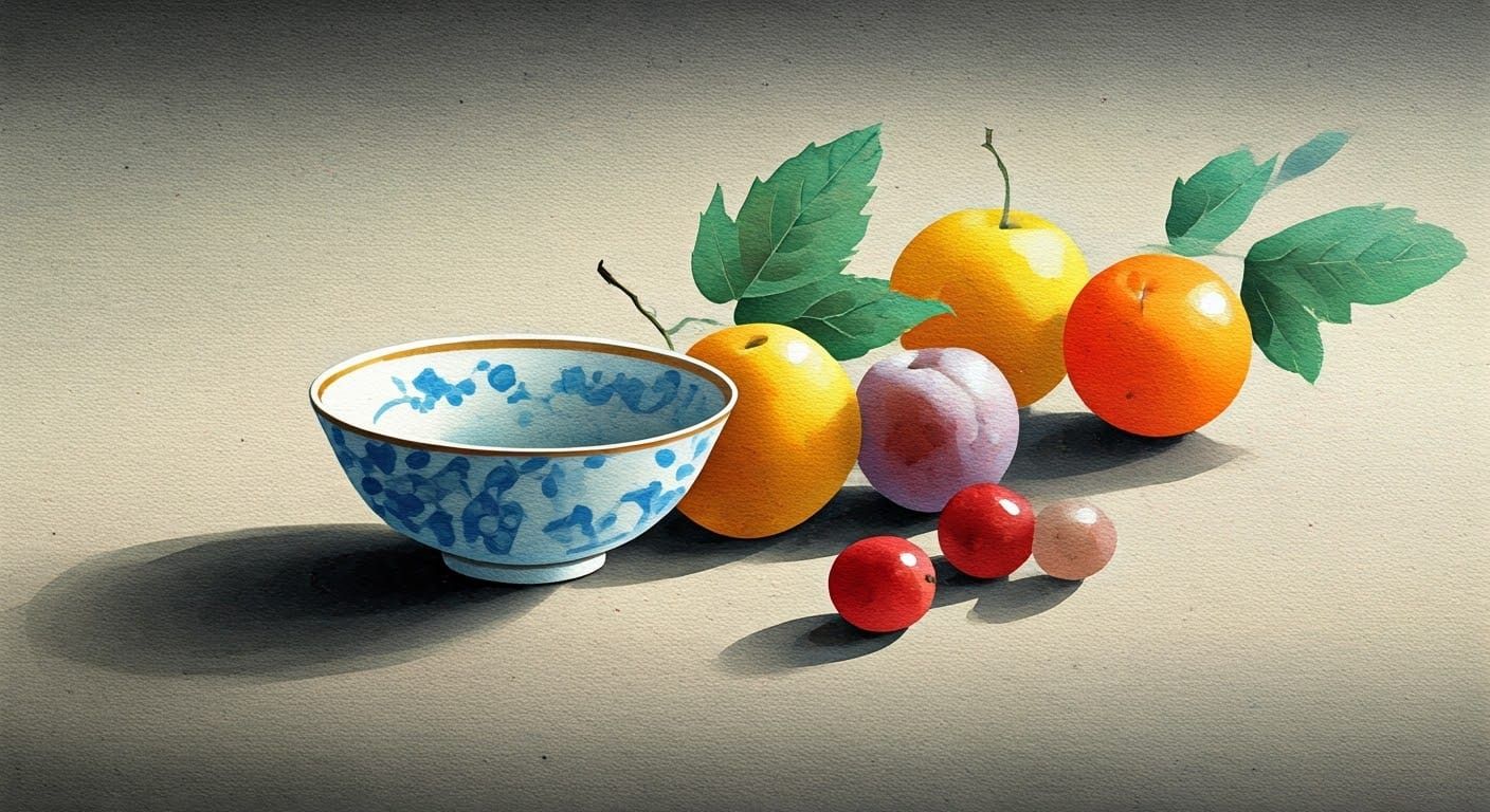 Traditional Japanese Still Life in Elegant Nihonga Style