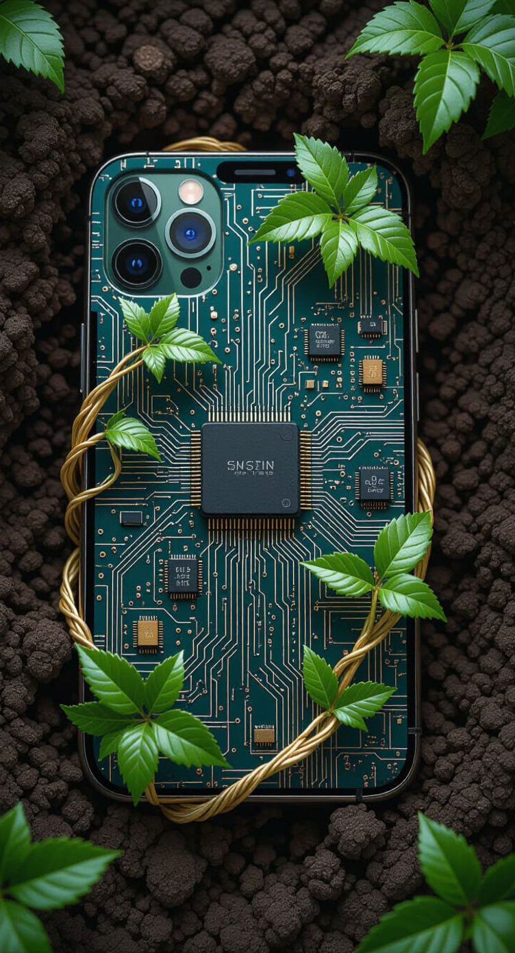 Circuit Board Vines Grow from Smartphone in Dirt