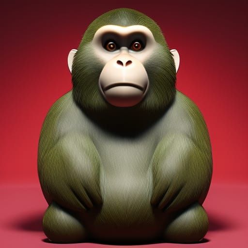 Fat Monkey in 3D Render Style