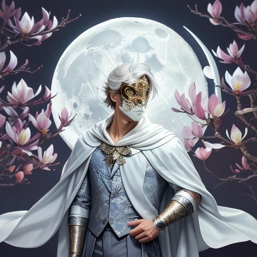 Magician at Masquerade Among Moonlit Magnolias