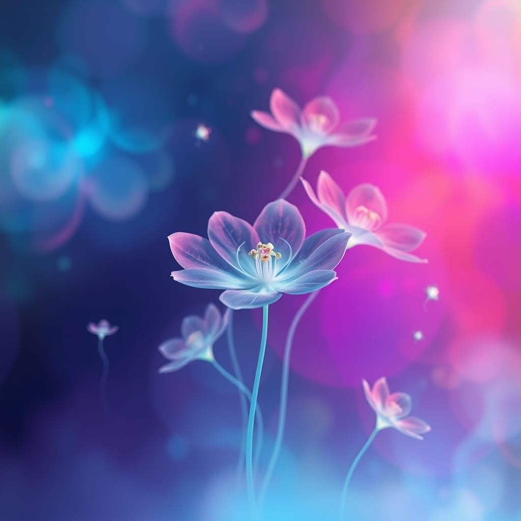 Ghostly Flowers in Surreal Abstract Landscape