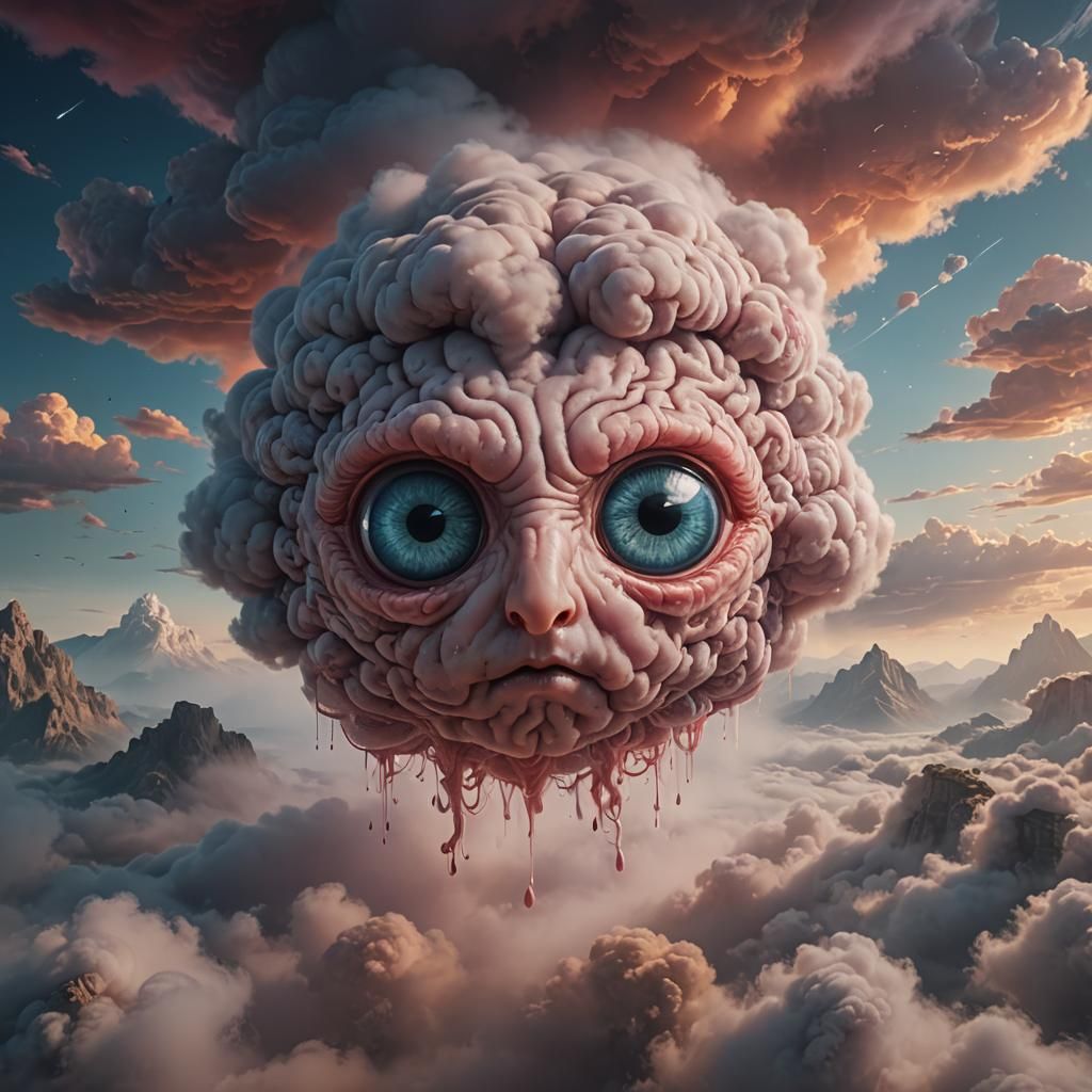 Brain Cloud with Landscape Eyes: Detailed Matte Painting