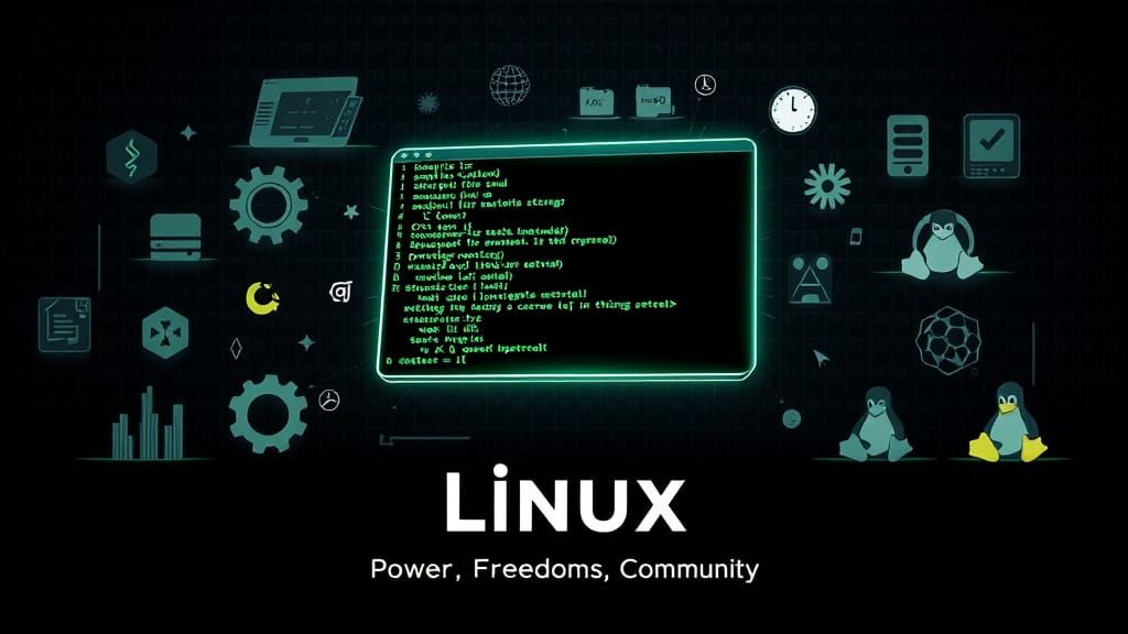 Modern Linux Poster with Glowing Terminal in Digital Style